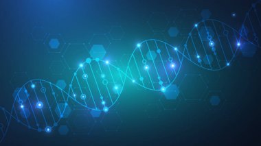 Yapısı molekül ve iletişim. DNA, atom, nöronlar. Bilimsel kavram tasarımınız için. Bağlantılı çizgilerin noktalı. Tıp, teknoloji, kimya, Fen arka plan vektör çizim