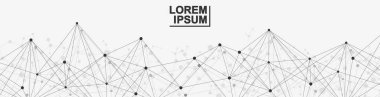 Genel ağ bağlantısı web sitesi başlığı veya başlık tasarımı. Noktaları ve çizgileri birleştiren soyut bir arkaplan. Küresel. Sosyal ağ iletişimi. İnternet teknolojisi. Vektör illüstrasyonu.