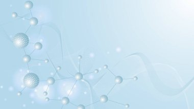 Yapı molekülü ve iletişim. DNA, atom, nöronlar. Tasarımınız için bilimsel bir kavram. Noktalarla birleştirilmiş çizgiler. Tıbbi, teknoloji, kimya, bilim geçmişi illüstrasyonu