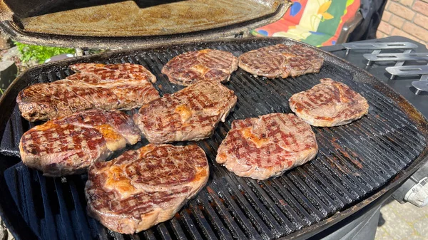 Many Steaks Grill High Quality Photo — Stock Photo, Image