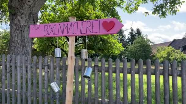 German Tradition Sign Meaning Only Girls Born House Bixenmacherei Wooden — Stock Video