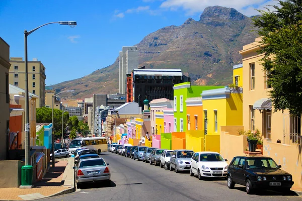 Красочные Яркие Здания Историческом Районе Каап Малайском Квартале Кейптауна Южная — стоковое фото