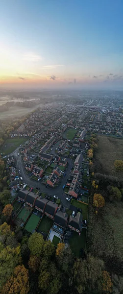 수직적 파노라마 Vertical Panoramic Aerial Houses Residential British England Drone — 스톡 사진