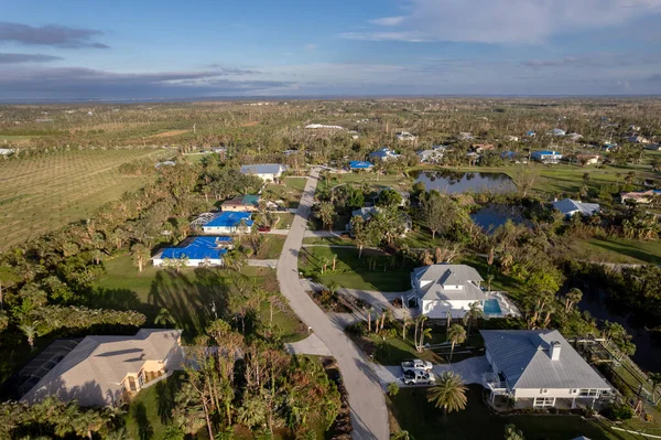Hurricane Ian Destroyed Homes Florida Residential Area Golf Course Natural — Stock Photo, Image