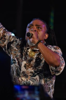 İspanya Limanı, Trinidad ve Tobago - 8 Mart 2025 Machel Montano Chutney Soca ve Soca söylüyor Lagniappe 2025 Karnavalı sırasında Queen 's Park Savannah' da düzenlenen.