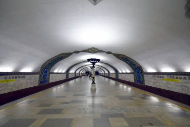 Taşkent Özbekistan 23 Mart 2025 Khamid Alimcan Metro İstasyonu İçi
