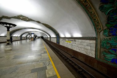Taşkent Özbekistan 23 Mart 2025 Khamid Alimcan Metro İstasyonu İçi