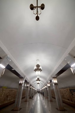Taşkent, Özbekistan 24 Mart 2025 Beruniy Metro İstasyonu İçişleri