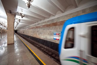 Taşkent, Özbekistan 24 Mart 2025 Yunus Rajabiy Metro İstasyonu İçişleri