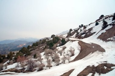 Amirsoy Resort Özbekistan 22 Mart 2025 'te Amirsoy tatil beldesi çevresinde