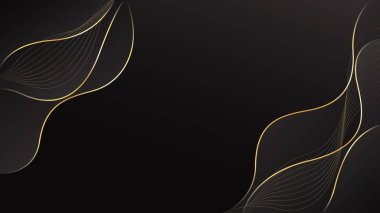 Altın çizgileri olan zarif bir siyah lüks dalga arka planı. Davetler, ödüller, satışlar, etkinlikler, şablonlar, afişler, kapaklar, web siteleri, sayfalar ve daha fazlası için soyut modern tasarım