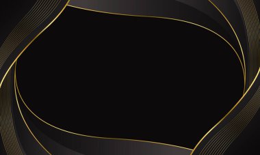 Altın çizgileri olan zarif bir siyah lüks dalga arka planı. Davetler, ödüller, satışlar, etkinlikler, şablonlar, afişler, kapaklar, web siteleri, sayfalar ve daha fazlası için soyut modern tasarım