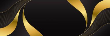 Altın çizgileri olan zarif bir siyah lüks dalga arka planı. Davetler, ödüller, satışlar, etkinlikler, şablonlar, afişler, kapaklar, web siteleri, sayfalar ve daha fazlası için soyut modern tasarım