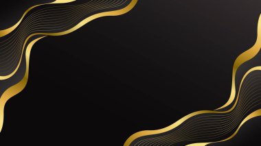 Altın çizgileri olan zarif bir siyah lüks dalga arka planı. Davetler, ödüller, satışlar, etkinlikler, şablonlar, afişler, kapaklar, web siteleri, sayfalar ve daha fazlası için soyut modern tasarım