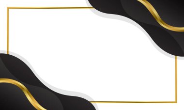 Zarif Siyah ve Altın Soyut Dalga Arkaplanı. Modern sınır ve çerçeve tasarımı. Davetiyeler, sertifikalar, ödüller, şablonlar, afişler, afişler, kartlar ve daha fazlası için uygun