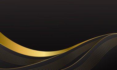 Soyut siyah ve altın rengi lüks dalga arkaplanı. Zarif modern duvar kağıdı. Şablonlar, afişler, afişler, kartlar, kapaklar, ödüller, etkinlikler, web siteleri, sayfalar ve daha fazlası için elverişli