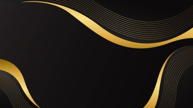Soyut siyah ve altın rengi lüks dalga arkaplanı. Zarif modern duvar kağıdı. Şablonlar, afişler, afişler, kartlar, kapaklar, ödüller, etkinlikler, web siteleri, sayfalar ve daha fazlası için elverişli