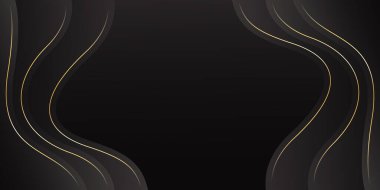 Soyut siyah ve altın rengi lüks dalga arkaplanı. Zarif modern duvar kağıdı. Şablonlar, afişler, afişler, kartlar, kapaklar, ödüller, etkinlikler, web siteleri, sayfalar ve daha fazlası için elverişli