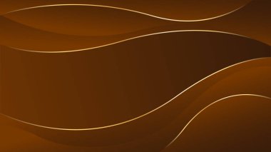 Altın çizgileri olan soyut koyu kahverengi bir arka plan. Zarif dalga modern duvar kağıdı. Satışlar, reklamlar, etkinlikler, ödüller, web, sayfalar ve diğerleri için şablon afişi