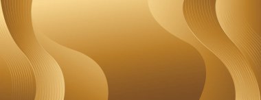 Lüks Stili Soyut Düz Eğriler ile Zarif Altın Sancak Arkaplanı. Web pankartları, şablonlar, kartlar, kapaklar, ödüller, satışlar, etkinlikler, sayfalar ve daha fazlası için uygundur