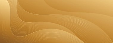 Lüks Stili Soyut Düz Eğriler ile Zarif Altın Sancak Arkaplanı. Web pankartları, şablonlar, kartlar, kapaklar, ödüller, satışlar, etkinlikler, sayfalar ve daha fazlası için uygundur