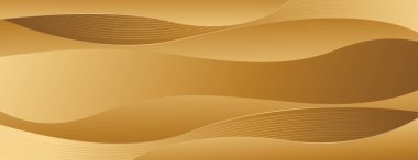 Lüks Stili Soyut Düz Eğriler ile Zarif Altın Sancak Arkaplanı. Web pankartları, şablonlar, kartlar, kapaklar, ödüller, satışlar, etkinlikler, sayfalar ve daha fazlası için uygundur