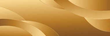 Lüks Stili Soyut Düz Eğriler ile Zarif Altın Sancak Arkaplanı. Web pankartları, şablonlar, kartlar, kapaklar, ödüller, satışlar, etkinlikler, sayfalar ve daha fazlası için uygundur