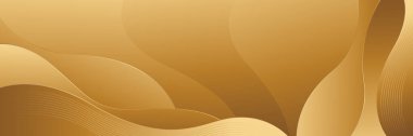 Lüks Stili Soyut Düz Eğriler ile Zarif Altın Sancak Arkaplanı. Web pankartları, şablonlar, kartlar, kapaklar, ödüller, satışlar, etkinlikler, sayfalar ve daha fazlası için uygundur