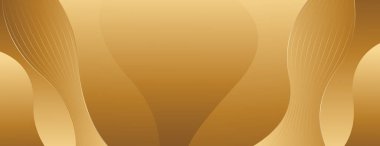 Lüks Stili Soyut Düz Eğriler ile Zarif Altın Sancak Arkaplanı. Web pankartları, şablonlar, kartlar, kapaklar, ödüller, satışlar, etkinlikler, sayfalar ve daha fazlası için uygundur