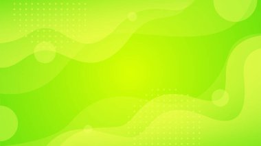 Sıvı dalga şekilli yeşil-sarı arka plan tasarımı. Soyut duvar kağıdı. Sancaklar, reklamlar, etkinlikler, şablonlar, sayfalar, ağlar ve diğerleri satan işletmeler için uygundur