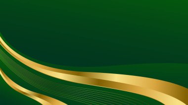 Altın çizgileri olan zarif zümrüt yeşili lüks arka plan. Modern dalga duvar kağıdı, şablonlar, afişler, sunumlar, iş dünyası, reklamlar, ödüller, web siteleri ve sayfalar için mükemmeldir.