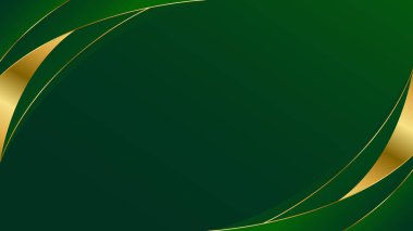Altın çizgileri olan zarif zümrüt yeşili lüks arka plan. Modern dalga duvar kağıdı, şablonlar, afişler, sunumlar, iş dünyası, reklamlar, ödüller, web siteleri ve sayfalar için mükemmeldir.