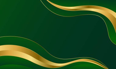 Altın çizgileri olan zarif zümrüt yeşili lüks arka plan. Modern dalga duvar kağıdı, şablonlar, afişler, sunumlar, iş dünyası, reklamlar, ödüller, web siteleri ve sayfalar için mükemmeldir.