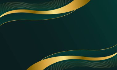 Altın çizgileri olan zarif zümrüt yeşili lüks arka plan. Modern dalga duvar kağıdı, şablonlar, afişler, sunumlar, iş dünyası, reklamlar, ödüller, web siteleri ve sayfalar için mükemmeldir.