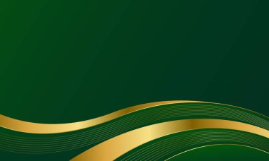 Altın çizgileri olan zarif zümrüt yeşili lüks arka plan. Modern dalga duvar kağıdı, şablonlar, afişler, sunumlar, iş dünyası, reklamlar, ödüller, web siteleri ve sayfalar için mükemmeldir.