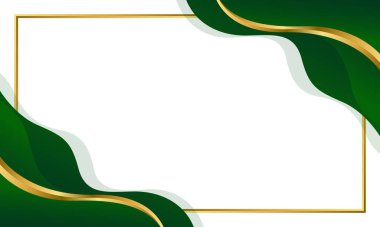 Zarif Yeşil ve Altın Soyut Eğri Arkaplan. Modern sınır ve çerçeve tasarımı. Davetiyeler, sertifikalar, ödüller, şablonlar, afişler, afişler, kartlar ve daha fazlası için uygun
