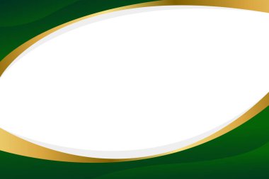 Zarif Yeşil ve Altın Soyut Eğri Arkaplan. Modern sınır ve çerçeve tasarımı. Davetiyeler, sertifikalar, ödüller, şablonlar, afişler, afişler, kartlar ve daha fazlası için uygun