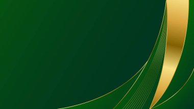 Altın çizgileri olan zarif zümrüt yeşili lüks arka plan. Modern dalga duvar kağıdı, şablonlar, afişler, sunumlar, iş dünyası, reklamlar, ödüller, web siteleri ve sayfalar için mükemmeldir.