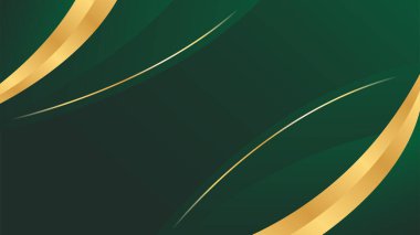 Altın çizgileri olan soyut zümrüt yeşili lüks arka plan. Zarif dalga modern duvar kağıtları. Şablonlar, pankartlar, satışlar, reklamlar, etkinlikler, ödüller, web ve sayfalar için uygundur