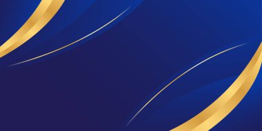 Zarif mavi ve altın soyut eğri arka plan. Modern lüks tasarım. Davetler, ödüller, şablonlar, afişler, kapaklar, posterler, sunumlar, web siteleri ve sayfalar için uygundur