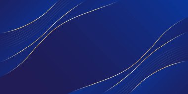 Zarif mavi ve altın soyut eğri arka plan. Modern lüks tasarım. Davetler, ödüller, şablonlar, afişler, kapaklar, posterler, sunumlar, web siteleri ve sayfalar için uygundur