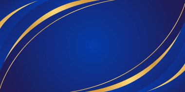 Zarif mavi ve altın soyut eğri arka plan. Modern lüks tasarım. Davetler, ödüller, şablonlar, afişler, kapaklar, posterler, sunumlar, web siteleri ve sayfalar için uygundur