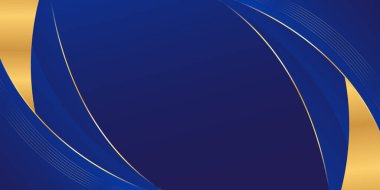 Zarif mavi ve altın soyut eğri arka plan. Modern lüks tasarım. Davetler, ödüller, şablonlar, afişler, kapaklar, posterler, sunumlar, web siteleri ve sayfalar için uygundur