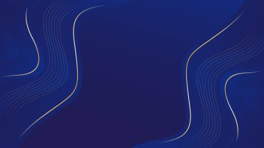 Altın çizgileri olan soyut mavi lüks arka plan. Zarif dalga modern duvar kağıdı. Satışlar, reklamlar, etkinlikler, ödüller, web, sayfalar ve diğerleri için şablon afişi