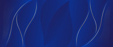 Zarif Mavi ve Altın Soyut Lüks Banner Arkaplan. Modern dalga tasarımı. Web pankartları, davetiyeler, ödüller, etkinlikler, şablonlar, kapaklar, sayfalar ve başlıklar için uygundur