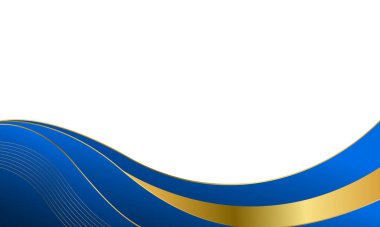 Zarif Mavi ve Altın Soyut Dalga Arkaplanı. Modern lüks tasarım. Davetler, ödüller, şablonlar, afişler, kapaklar, posterler, sunumlar, web ve sayfalar için uygundur