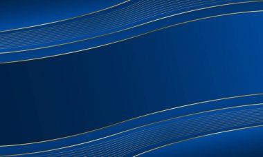 Zarif Mavi ve Altın Soyut Dalga Arkaplanı. Modern lüks tasarım. Davetler, ödüller, şablonlar, afişler, kapaklar, posterler, sunumlar, web ve sayfalar için uygundur