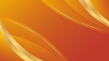 Lüks Eğri Altın Çizgileri olan zarif Soyut Turuncu Arkaplan. Satışlar, reklamlar, davetiyeler, ödüller, şablonlar, afişler, posterler, web ve sayfalar için elverişli