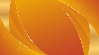 Lüks Eğri Altın Çizgileri olan zarif Soyut Turuncu Arkaplan. Satışlar, reklamlar, davetiyeler, ödüller, şablonlar, afişler, posterler, web ve sayfalar için elverişli
