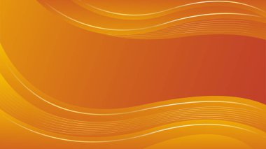 Altın çizgileri olan soyut turuncu lüks arka plan. Zarif dalga modern duvar kağıdı. Satışlar, reklamlar, etkinlikler, ödüller, web, sayfalar ve diğerleri için şablon afişi